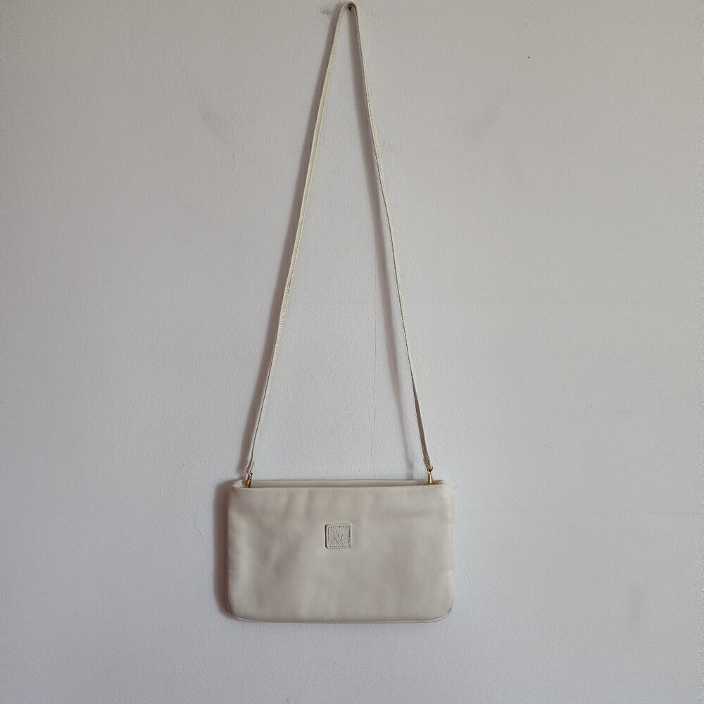 Anne Klein Cream Mini Leather Crossbody